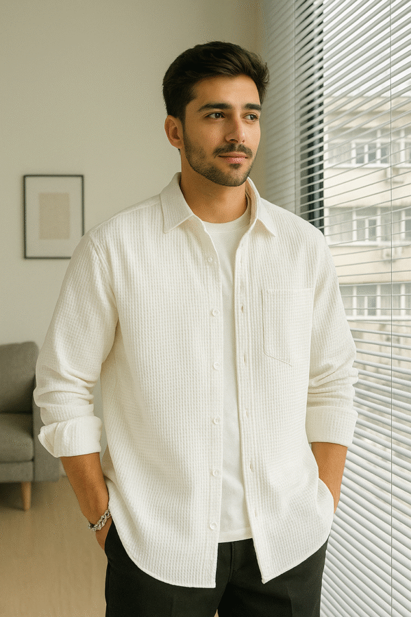 Trendy Men’s Waffle Shirt – Full Sleeve