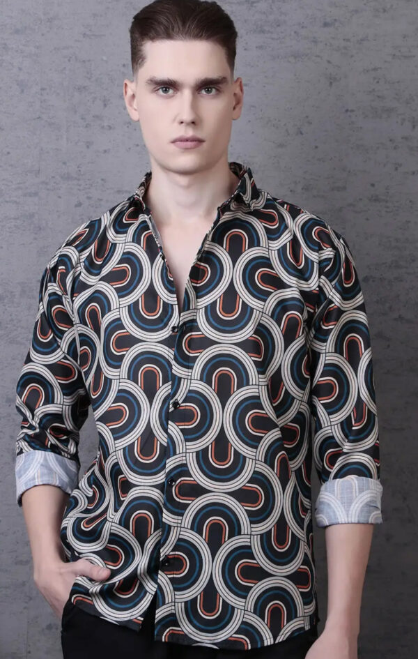 MEN COMFORT OPAQUE PRINTED PARTY SHIRT