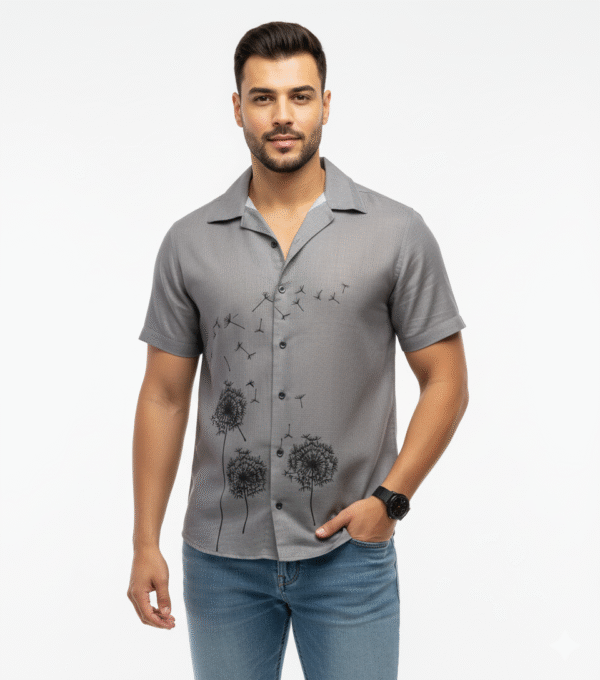 MEN NEW FIT FLORAL PRINTED CUBAN COLLOR CASUAL SHIRT
