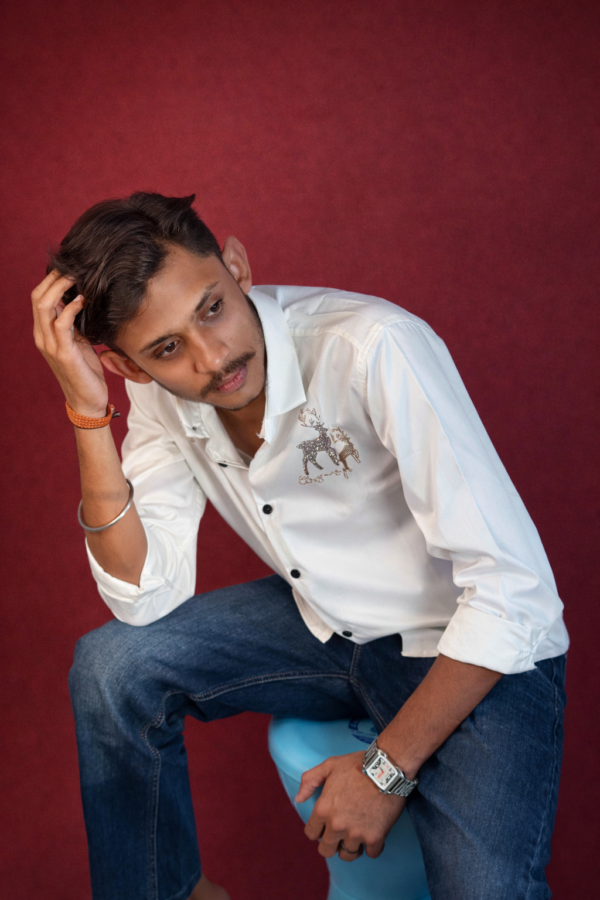 ROYAL DEER DIAMOND PREMIUM WHITE SHIRT